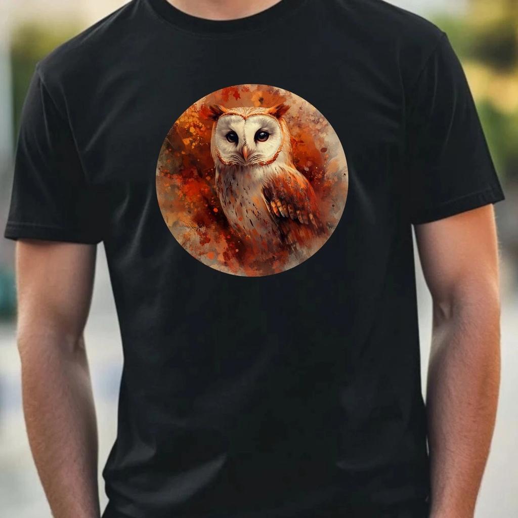 T-Shirt Herren Eule Portrait Motiv Baumwolle Größe XS bis 5XL