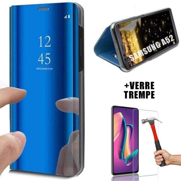 Coque avec Verre Trempé - BOOLING - pour Samsung Galaxy A52 5G - Protection Élégante - Fenêtre Translucide - Rigide