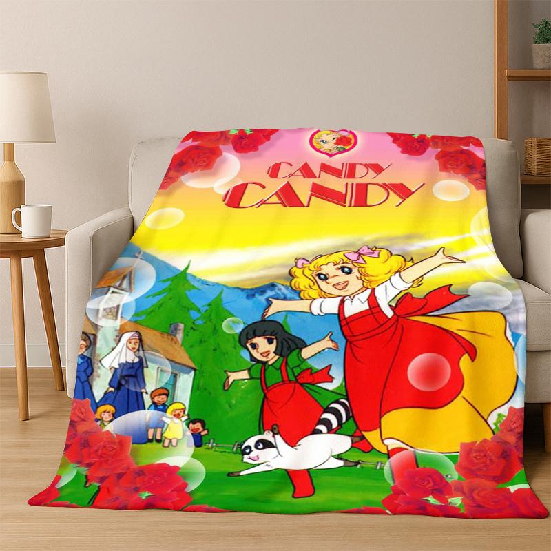 Candy Candy Girl Cartoon Anime Flannel Blanket Soft Warm Blanket Throw Blanket for Bedroom Living Room Bed Travel Picnic Gift