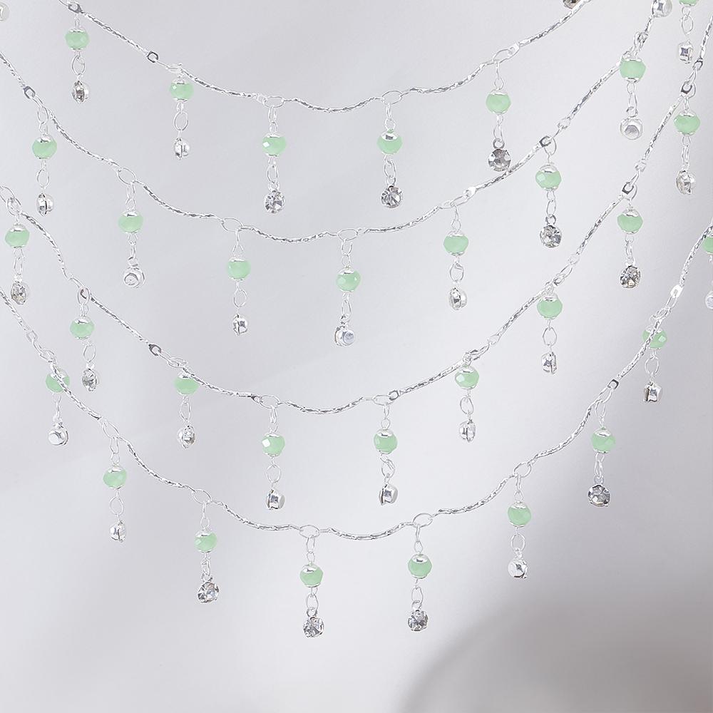 1Meter 0.5Meter Green Glass Lantern Beads Crystal Charm Copper Chain DIY Necklace Bracelet Beaded Chain Jewelry Making Materials