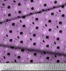 Soimoi Purple Japan Crepe Satin Fabric Black Sketch Floral Print Fabric by Metre 42 Inch
