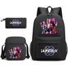 Large Capacity Schoolbag with Shoulder Strap; Student Three-piece Pencil Case Set