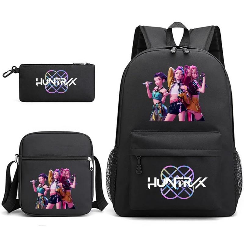 Large Capacity Schoolbag with Shoulder Strap; Student Three-piece Pencil Case Set