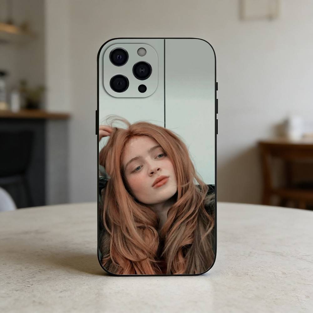 S-Sadie Sink Phone Case For iPhone 17,16,15,14,13,12,11 Plus,Pro Max,SE4Soft Silicone Black Cover