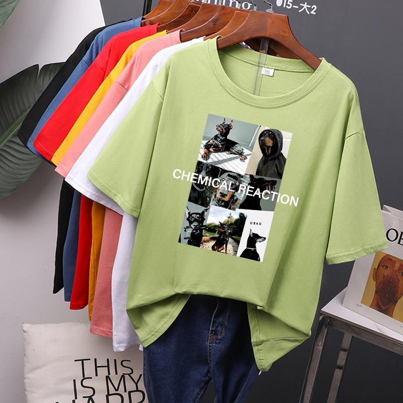 

Футболки с принтом химической реакции, женская одежда, футболка, модная уличная одежда с круглым вырезом для девочек, повседневная женская одежда M чёрный