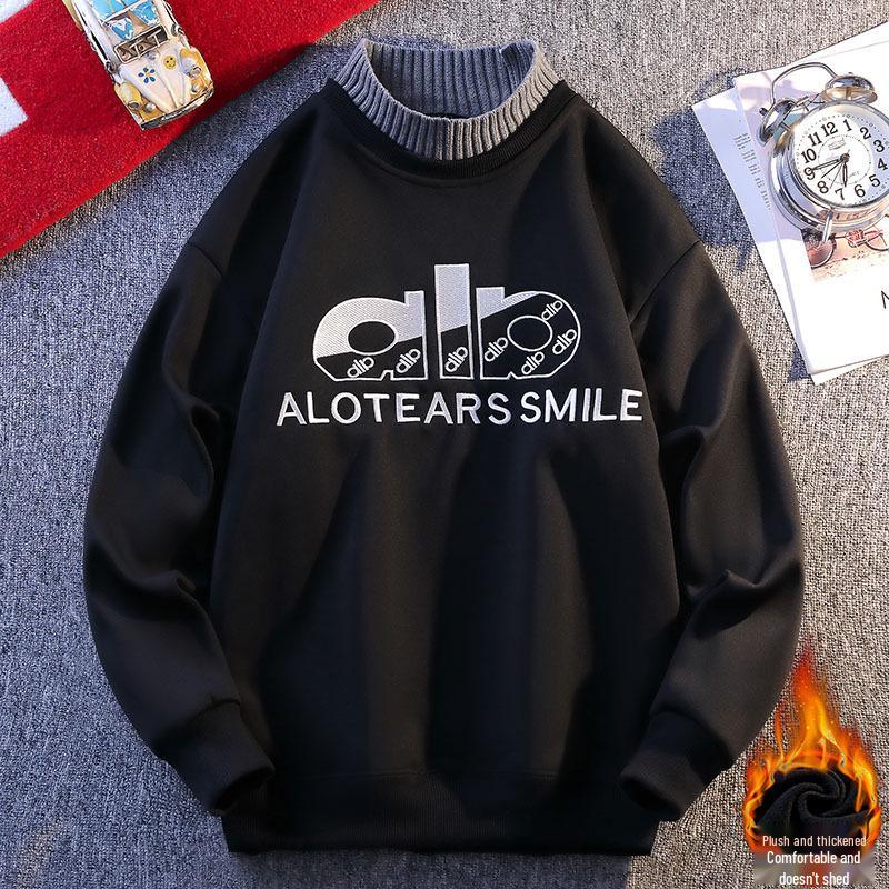 Мужская утепленная толстовка с флисовой подкладкой - Осенне-зимний вариант, с круглым вырезом, свободного кроя 3XL [160-175 pounds]