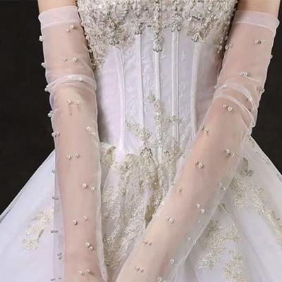 Long Bridal Gown Mittens Mesh Wedding Bridal Gloves New Costume Gloves  Gift