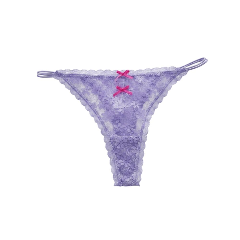 Transparent Lace Thong Women Sweet Style Thin Strap Seamless Underwear Panties Hollow Out Lace Bow Underpants Daily Wear