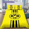 Borussia Dortmund BVB 09 Vertical Stripe Logo Print 3 Pieces Duvet Cover Set German Football Bedding Bedroom Decor Without Pillow Core Comforter