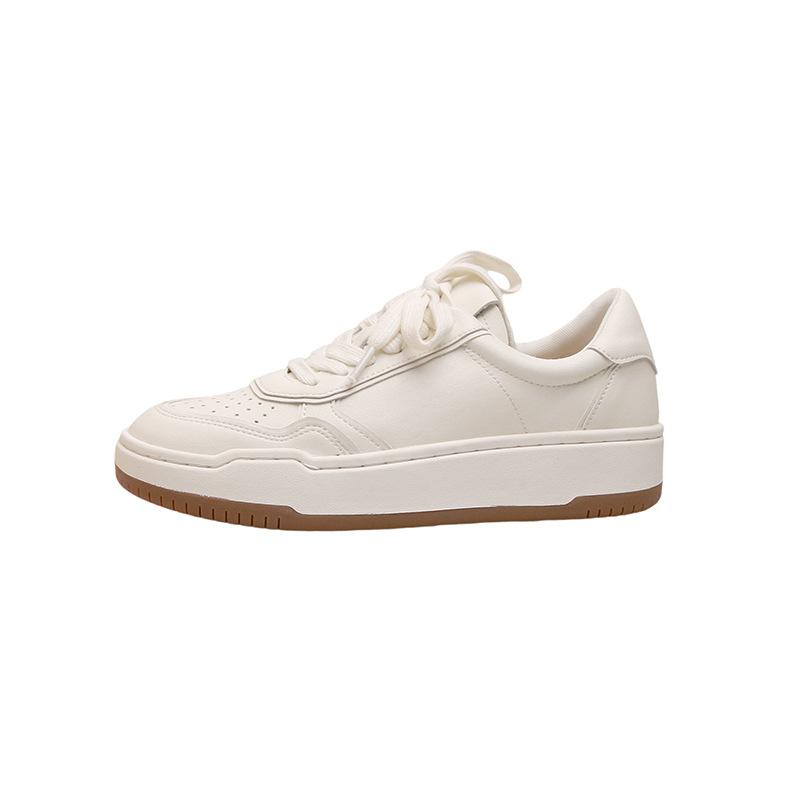 Leather Thick-soled Heightening Little White Shoes Women's Round Head Sports Moral Training Shoes 2025 New Autumn Versatile Casual Shoes