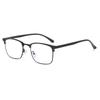 Retro Half Frame Metal Eyeglass Frame For Men Business Square Blue Light Blocking Plain Glasses Browline Eyeglass Holder Eyewear Accessories