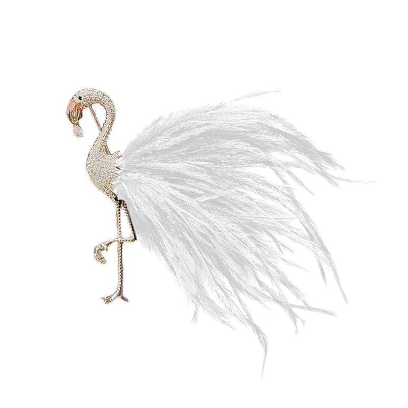 

Realistic Flamingo Feather Shaped Brooch Trendy Outfit Enhancer Eye Catching Lapel Pin Accessory Clothing Accessories білий