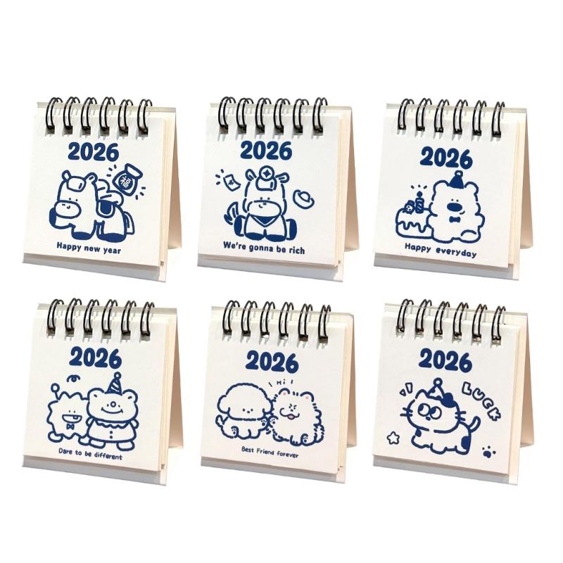 Freundlicher Mini-Tischkalender 2026 mit 3D-Pferdedesign zur Dekoration von Zuhause und Büro und zur monatlichen Planung