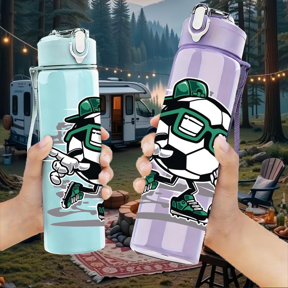 1PC Retro Turtle Surfing Cartoon Character Art 750ml Color Plastic Sports Water Bottle Leakproof Flip Straw Lid Suitable for Sports Office Home Use