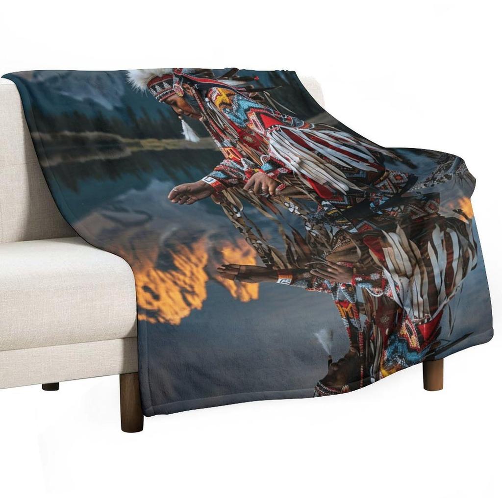 Indigenous American patterns digital-printed polyester Bedroom velvet flannel cover blanket Fleece soft cover blankets for beds