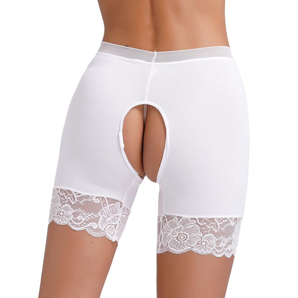 Damen Spitzen Schrittlose Boyshorts Hohe Taille Slips Freches Design Sicherheits-Shorts Slips Clubwear Dating Unterwäsche