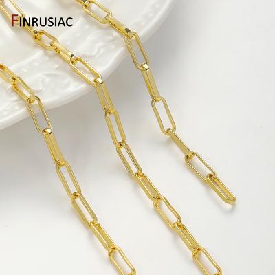 18K Gold Plated Brass Paperclip Link Chain for Jewelry,3.8*10mm Oval Cable Bulk Chain For DIY Jewelry Making Findings Supplies