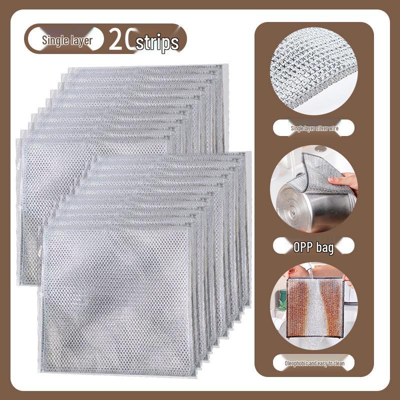 Alternative Steel Wool Double-Layer Non-Stick Dishwashing Cloth