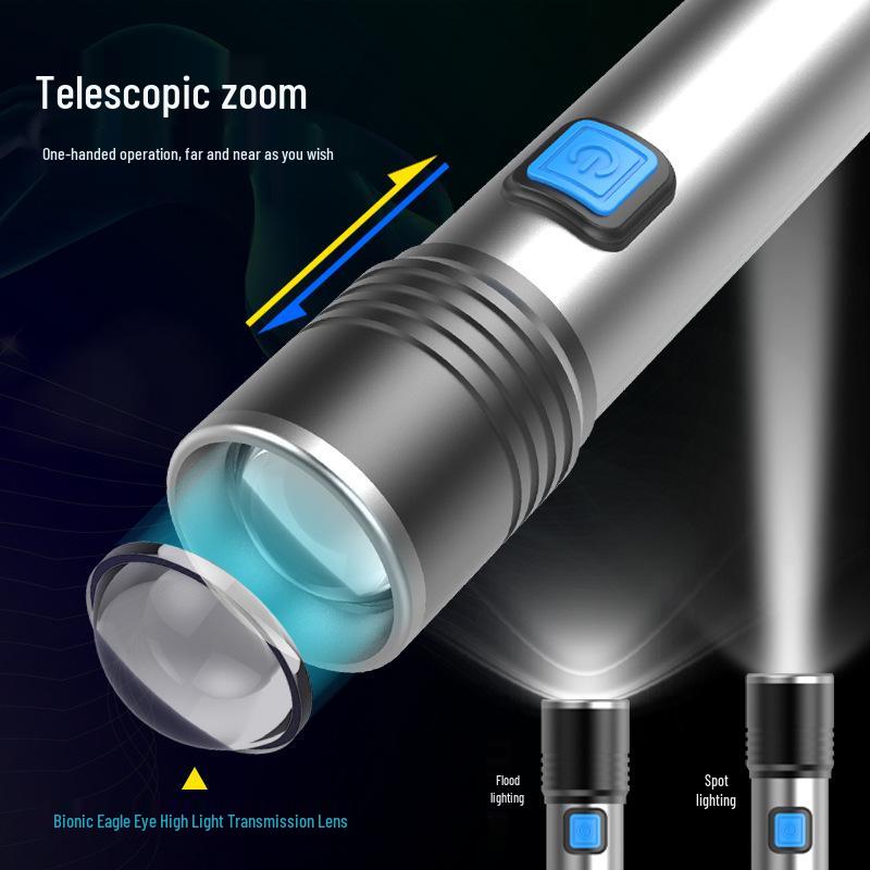 New Waterproof Purple Light Detection LED Lamp - Portable, Zoomable, Long-Range Outdoor Use