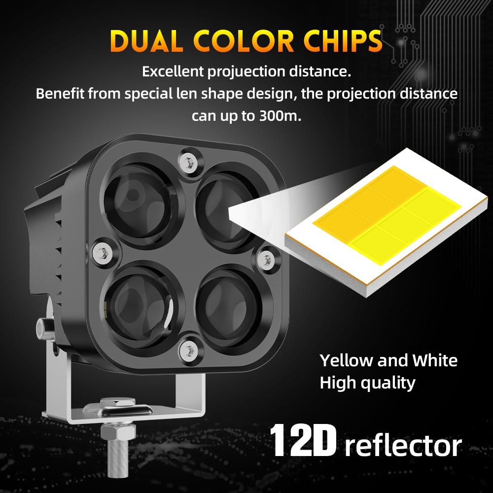 1000W Super Bright 3 Inch Dual Color LED Motorcycle Headlights Spotlights Auxiliary12V 24V Driving Lamp for 4x4 Car Auto SUV ATV