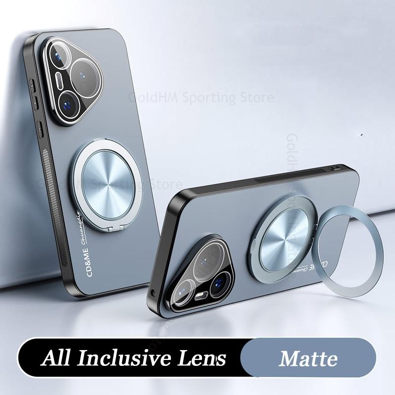 

HD Lens Film Protector Phone Tough Case For Huawei Pura 80 Ultra 70 Pro Plus 360° Magnetic Ring Holder Bracket Matte Cover Nova 14 Ultra 13 12 Pro Mate 60 RS