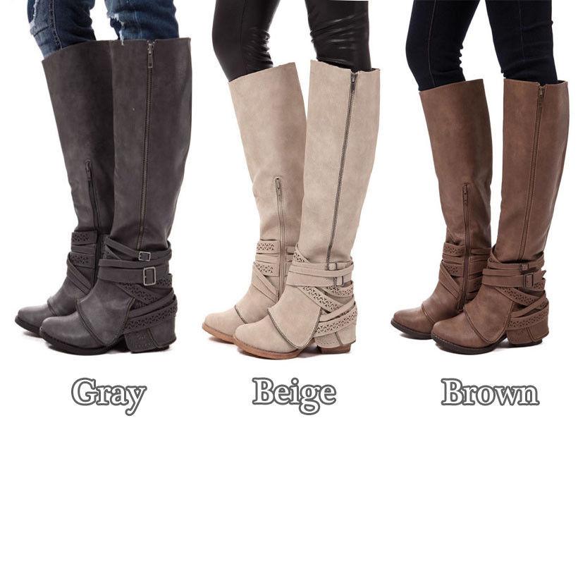 Women's Knee High Boots Vintage PU 