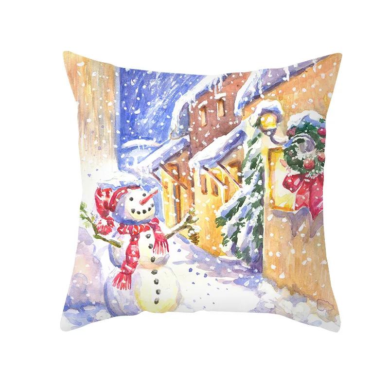 Christmas Pillow Covers Snowman Pillow Case Vintage Christmas Xmas Winter Home Decor Living Room House Decorative