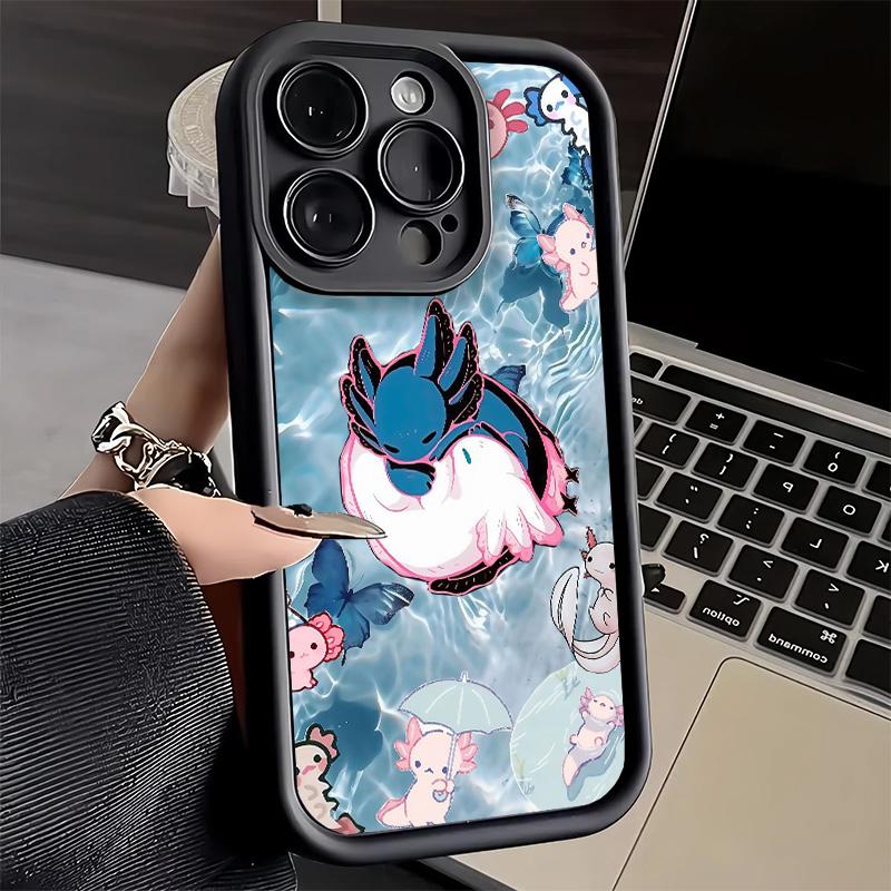 Phone Case for iPhone 17 Air 16E 15 16 Pro Max Axolotl Cartoon Cute Cover 14 Plus 13 12 Mini Soft Shell Silicone Fundas