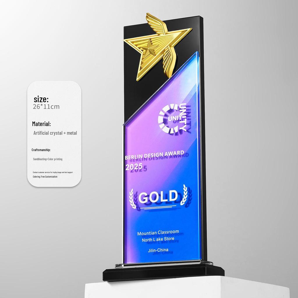 Crystal Trophy: Five-Pointed Star Metal Award for Children's Basketball and Outstanding Employee Excellence