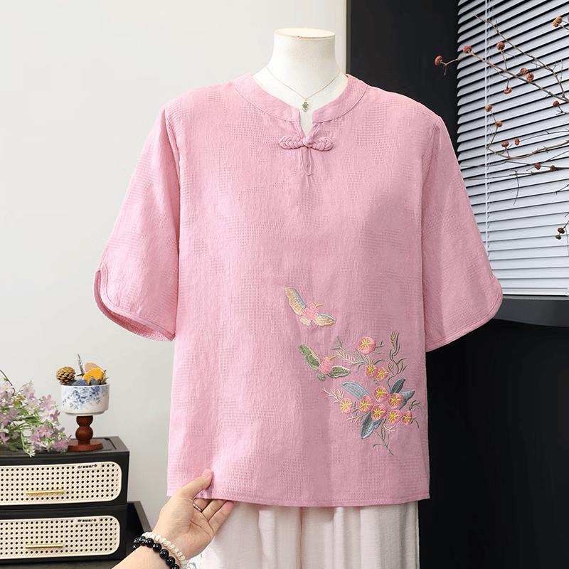 Women s New Chinese Style Embroidered T-Shirt 4XL