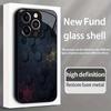 Black checkered pattern tempered glass mobile phone case suitable for iPhone 17/16/15/14/13/12/11Pro Max all-inclusive anti-fall