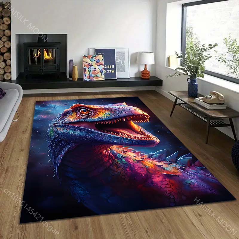 1PC Colorful dinosaur close-up Print Carpet Rug for Living Room Bedroom Sofa Doormat Home Decor Non-slip Floor Mat