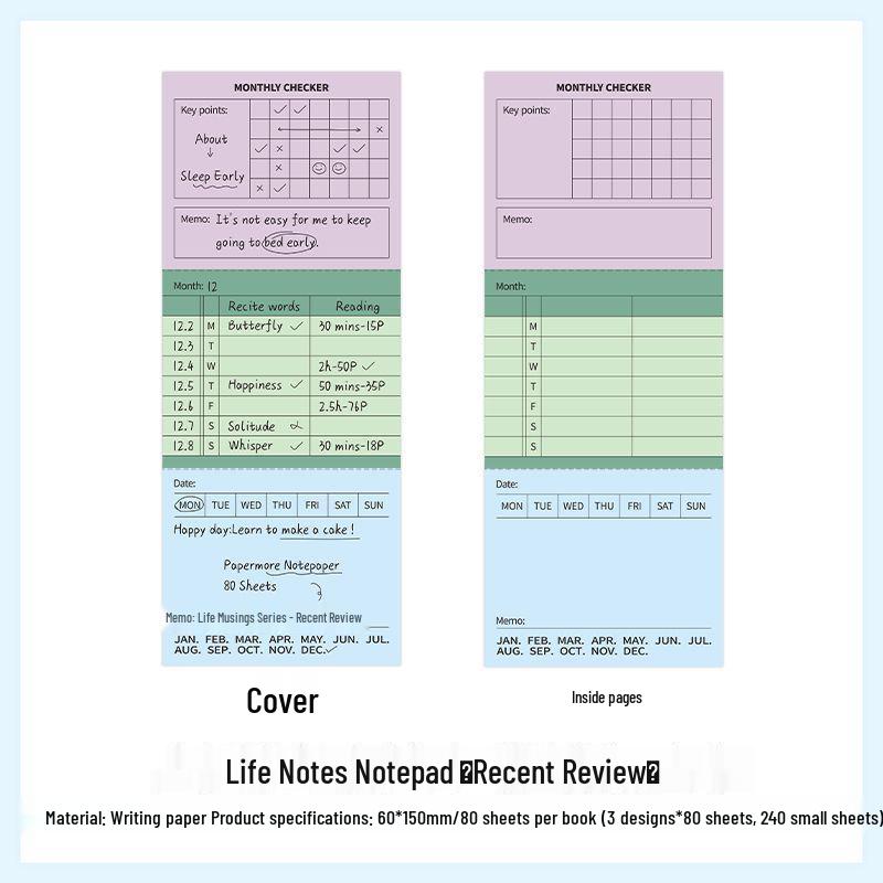 PaperMore Life Essays Series Writable Sticky Notes: Daily & Weekly Planner, 80 Sheets