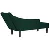 Chaise Longue with Right Armrest Dark Green Velvet