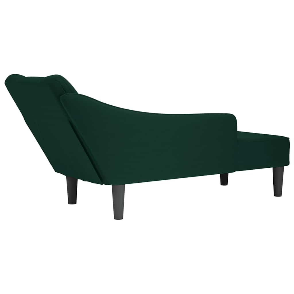 Chaise Longue with Right Armrest Dark Green Velvet