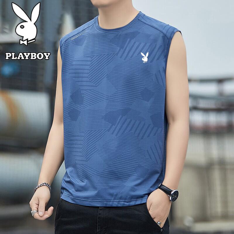 PLAYBOY Men s Summer Ice-Feel Quick-Dry Loose Sports Vest 5XL