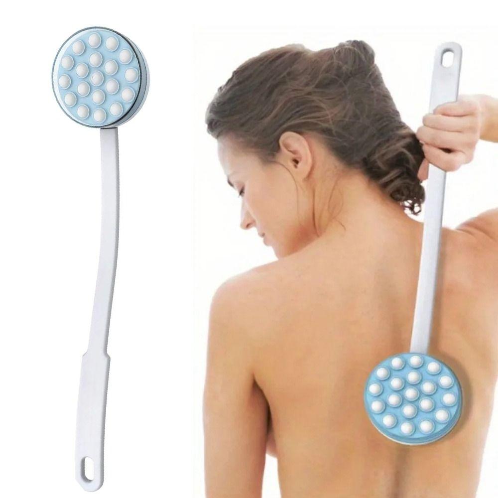 

Ручной аппликатор для лосьона и массажер, удобный роликовый дозатор, скраб для спины для женщин синий