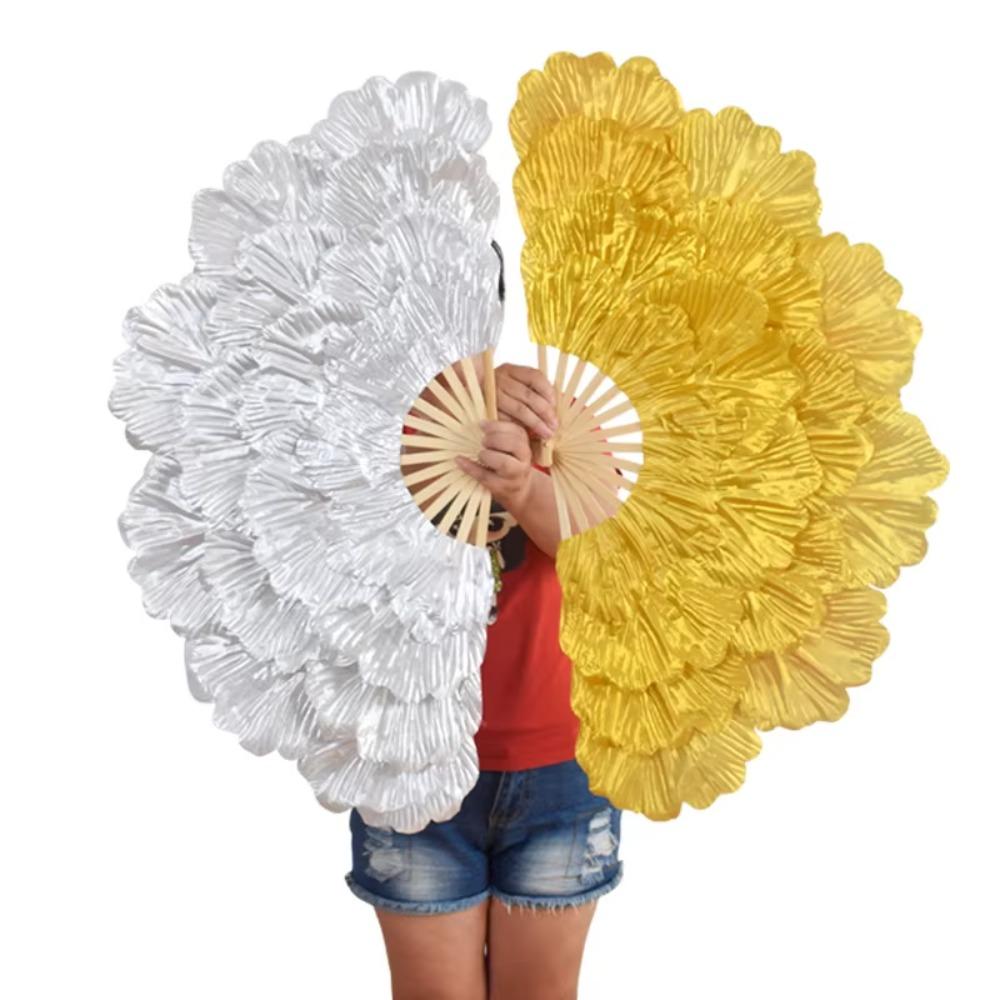 Bamboo Frame Peony Petal Dancing Fan Multi-layered Flower Folding Fan Yangko Performance Fan  Gift
