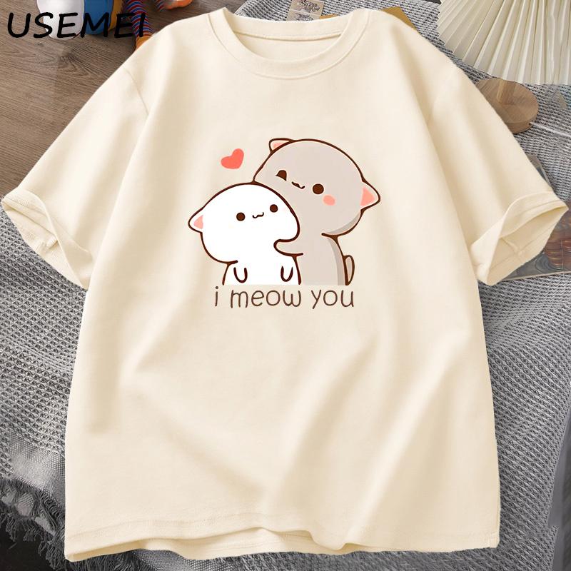 Funny Cat Printed T-shirt Cute Bubu Dudu Tshirt Summer Cotton Short Sleeve Tee Shirt Women Men Print O Neck Aesthetic Clothing