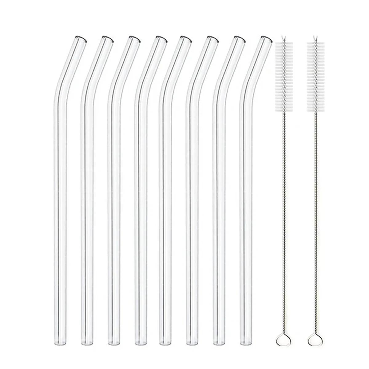 

8Pcs High Borosilicate Glass Straws Straight Reusable Drinking Straw Boba Bubble Milk Smoothies Fruit Cocktails Bar Accessories