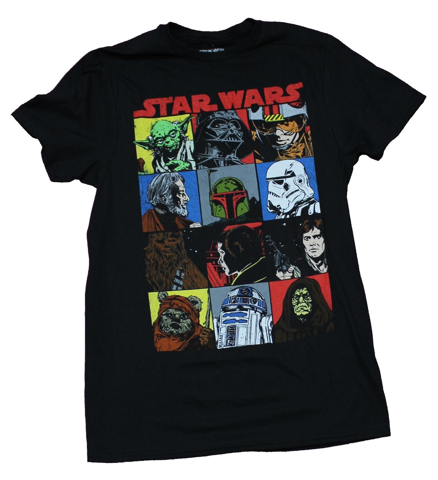 Star Wars Adult New T-Shirt - Comic Style Original Trilogy Character Boxes L