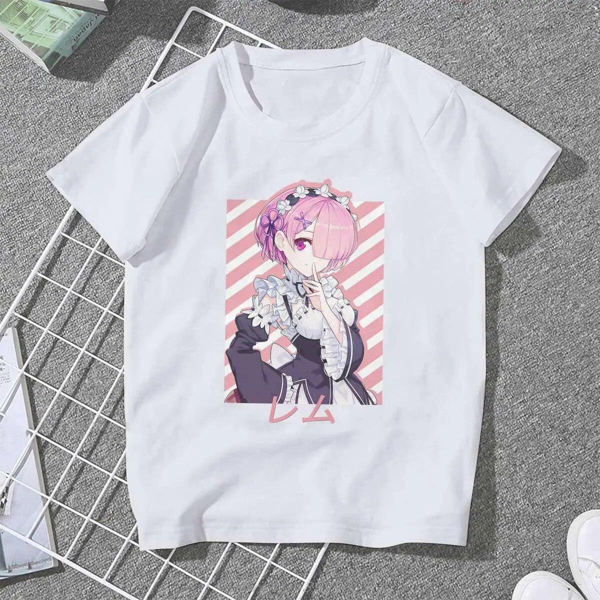 

Ram милые классические женские футболки Re Life in a Different World From Zero винтажная женская одежда свободная хлопковая графика с короткими рукавами 3XL