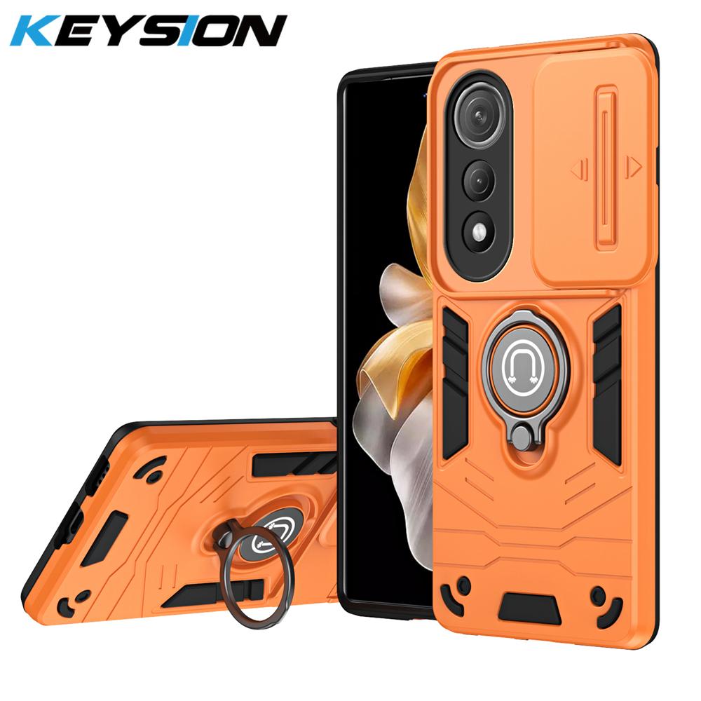 

KEYSION Shockproof Armor Ring Stand Case for TECNO Pova Curve 5G Slide Camera Lens Protection Phone Back Cover for POVA Curve 5G for Pova Curve 5G оранжевый