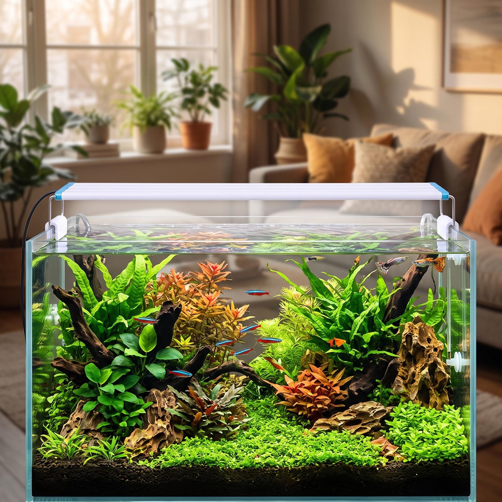 LED Aquariumverlichting, Dimbaar Licht met Timer, 58-71 Cm, Drie