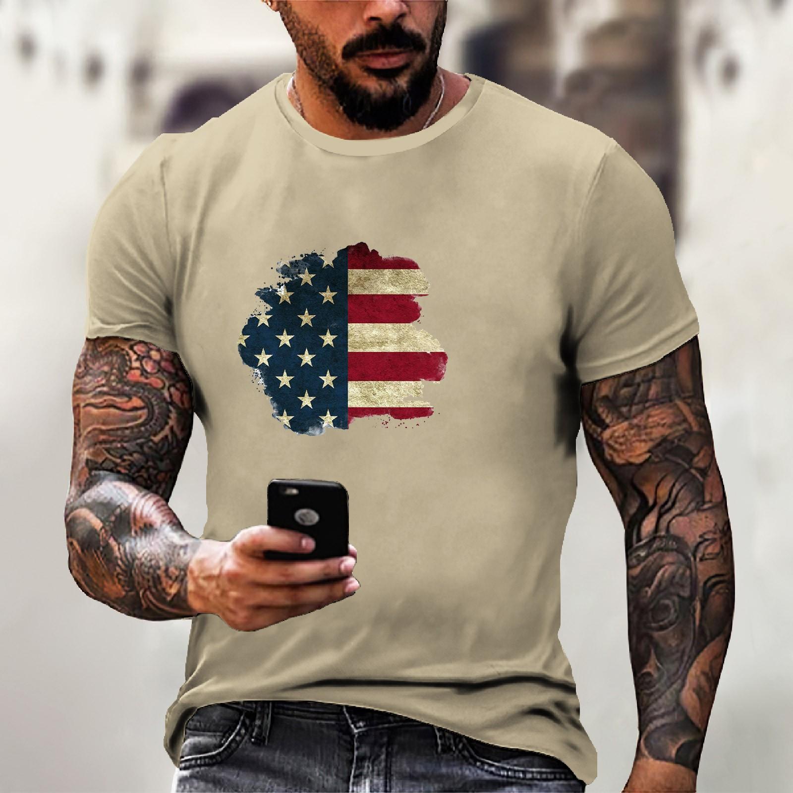 Men s Independence Day Printed Short-sleeved T-shirt XL