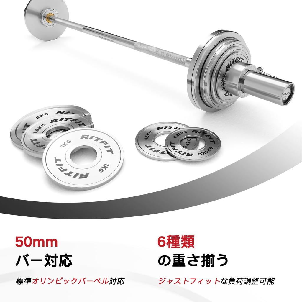 RITFIT Weightlifting Dumbbell/Barbell Plate Stainless Steel Rubber Coating Bumper Plate
