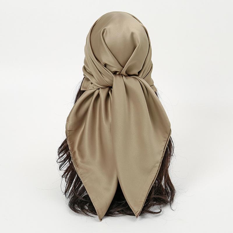 Scarf simulation silk cm satin solid color satin square scarf scarf ethnic headscarf women