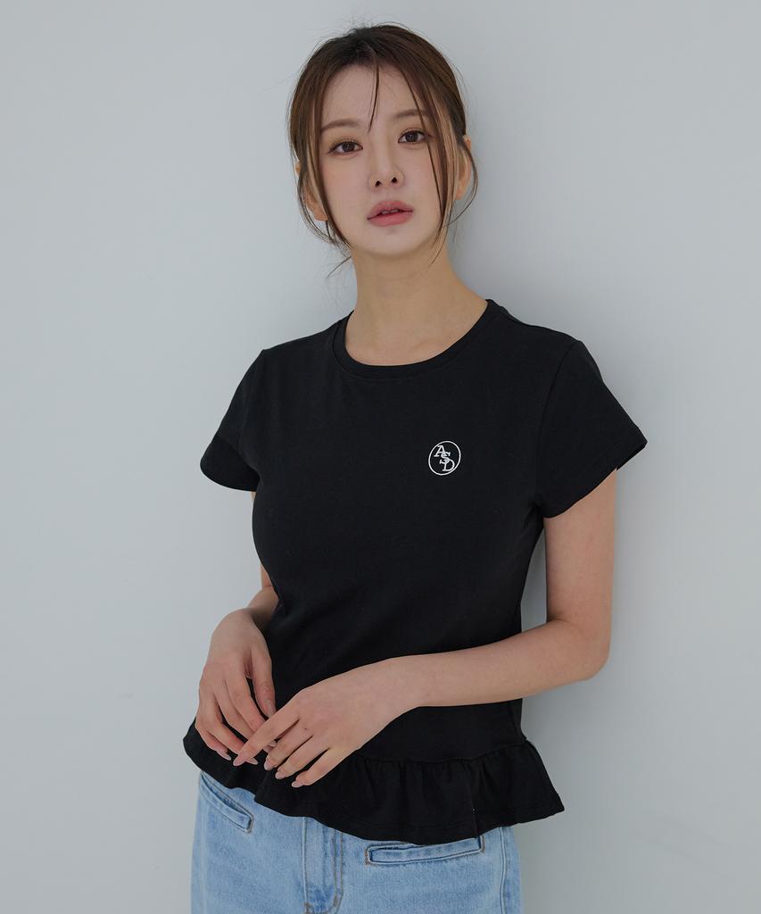 AWESOME STUDIO Frill Layered Short Sleeve T-Shirt Black