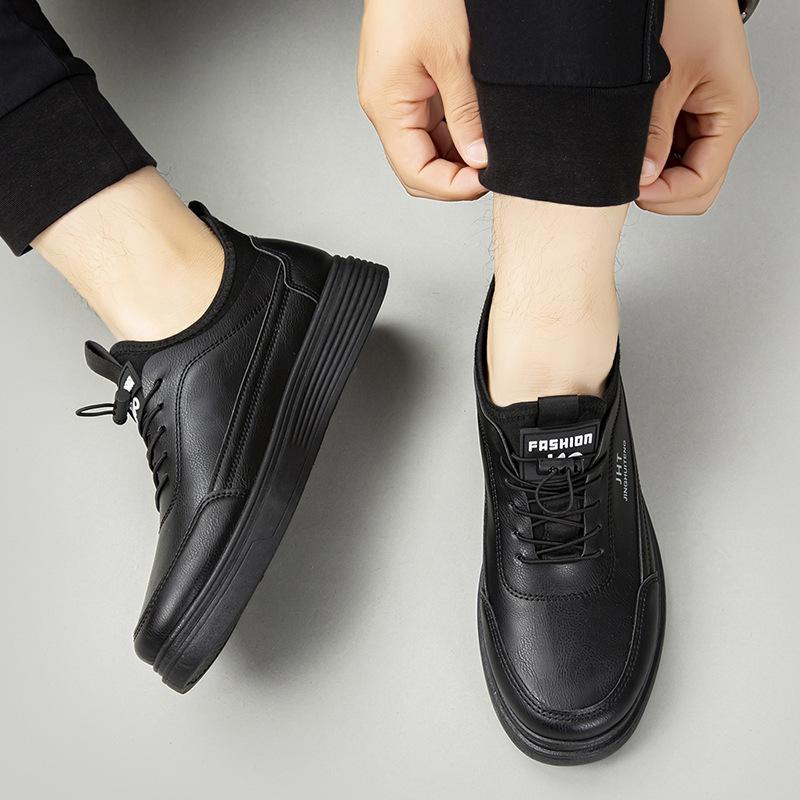 New fashionable versatile men's leather shoes casual shoes British business leather shoes breathable and lightweight casual leather shoes