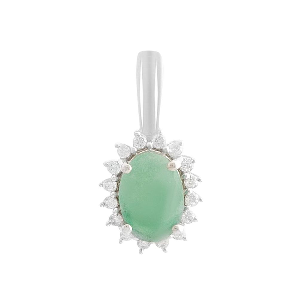 Silver Pendant with Emerald, Cubic Zirconias (2188087)